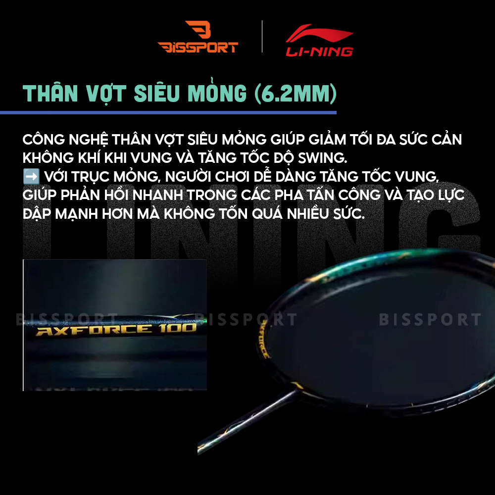 Vợt Cầu Lông Lining Axforce 100 Gen II Chính Hãng - Bền - Ổn Định Cao - Bền Bỉ - Thiên Công – Trợ Lực Tốt – Đầu Vợt Nặng